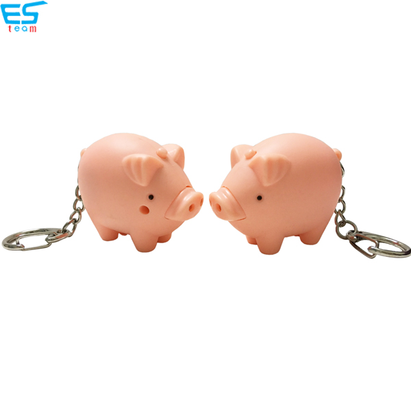 Fat pig LED keychain with sound