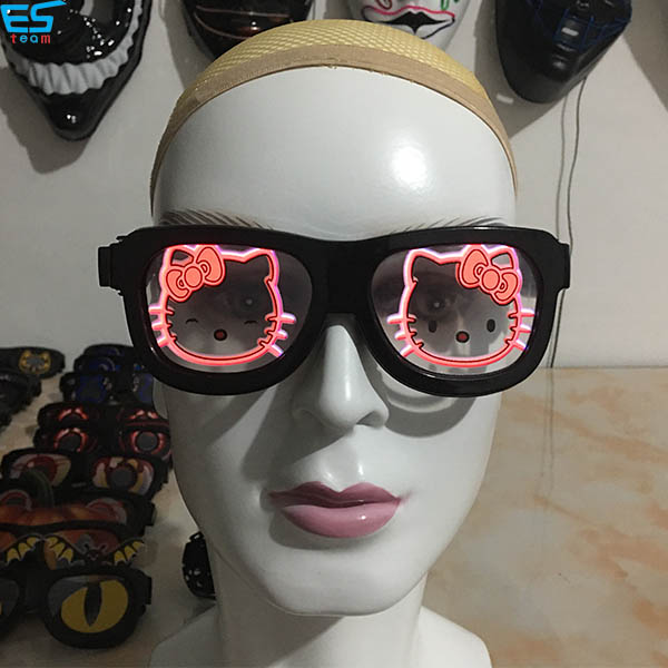 USB rechargeable Hello kitty glowing party glasses