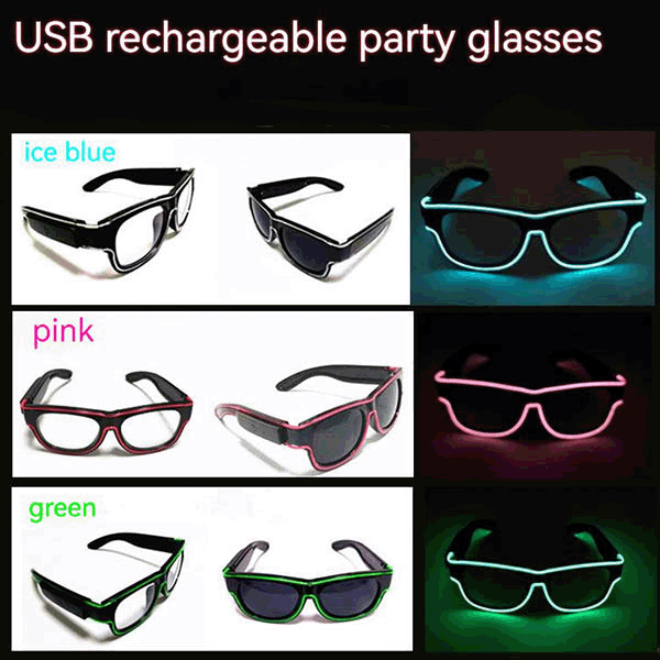 USB rechargeable glowing party glasses